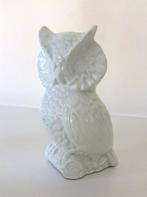 Keramiek beeldje witte uil met veren tekening 9057-k, Ophalen of Verzenden