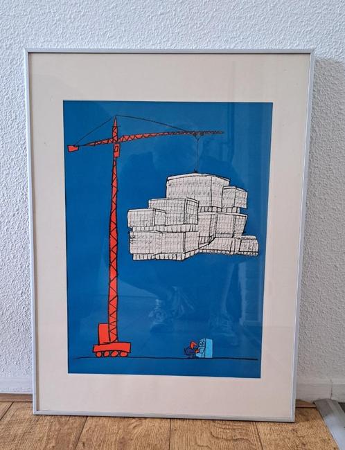Kunst litho zeefdruk Len Munnik - IBM gebouw Amsterdam, Antiek en Kunst, Kunst | Litho's en Zeefdrukken, Ophalen of Verzenden