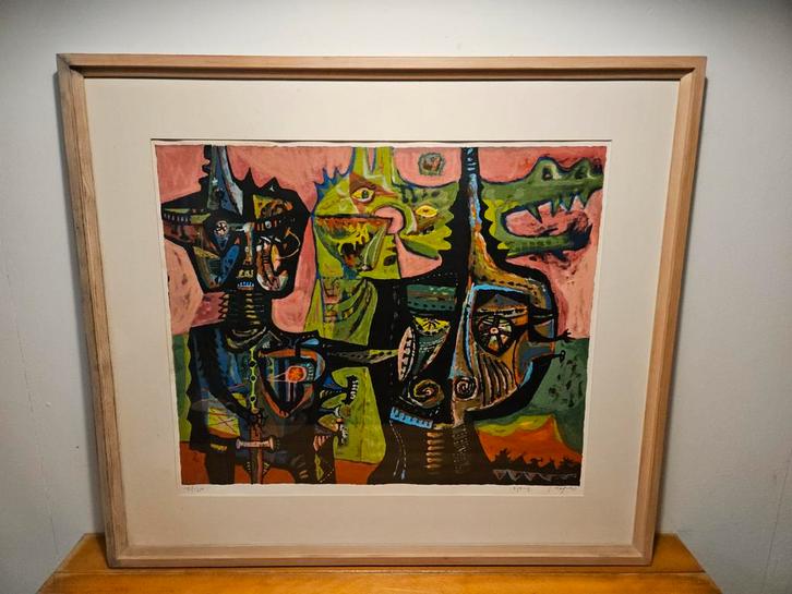 Sint Joris en de draak’ uit 1950, door Shinkichi Tajiri., Antiek en Kunst, Kunst | Litho's en Zeefdrukken, Ophalen