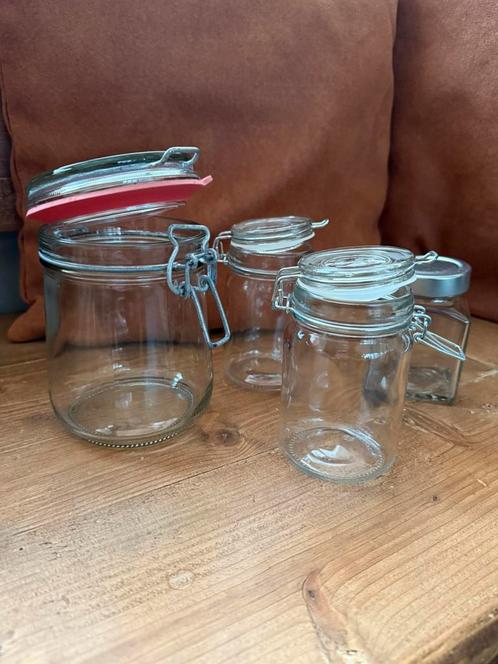 4 glazen potten, weck potten., Huis en Inrichting, Keuken | Keukenbenodigdheden, Zo goed als nieuw, Ophalen of Verzenden