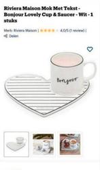 Riviera Maison Bonjour mok & Plate, Huis en Inrichting, Keuken | Servies, Ophalen of Verzenden, Zo goed als nieuw, Overige stijlen