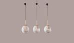 Vintage globe XL Hanglampen peill & putzler Set van 3, Gebruikt, Vintage, Ophalen of Verzenden, Glas