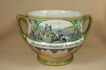 Grote antieke punch bowl / bloempot Villeroy & Boch Mettlach beschikbaar voor biedingen