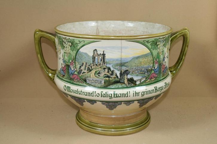 Grote antieke punch bowl / bloempot Villeroy & Boch Mettlach, Antiek en Kunst, Antiek | Keramiek en Aardewerk, Ophalen of Verzenden