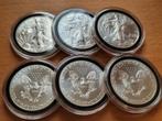 2020 USA zilver bullion: 6 x 1 oz American Silver Eagle., Postzegels en Munten, Edelmetalen en Baren, Ophalen of Verzenden, Zilver