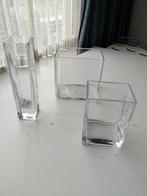 Vazen "accubak" model (3 stuks), Minder dan 50 cm, Glas, Ophalen of Verzenden, Zo goed als nieuw