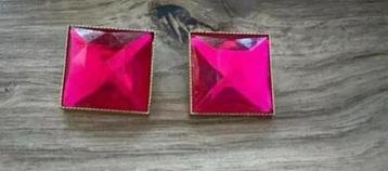 Vintage oorbellen roze / goud 2,5 cm beschikbaar voor biedingen