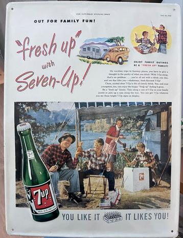 7 Up nostalgisch reclame bord (metaal) beschikbaar voor biedingen