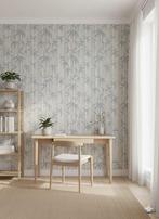 13604 vergrijsd blauw bamboe behang vintage swiet, Ophalen of Verzenden, 25 tot 50 m², Wit