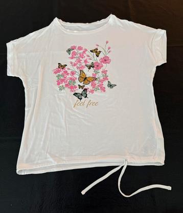 Zomers sportief dames shirt t-shirt M wit vlinders roze beschikbaar voor biedingen