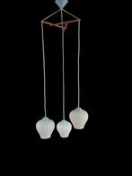 Schitterend vintage cascade design hanglamp drie kelken, Huis en Inrichting, Lampen | Hanglampen, Ophalen of Verzenden, Gebruikt