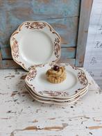 4 Bordjes met vogels "Spritzdekor"van P. Regout, Ophalen of Verzenden