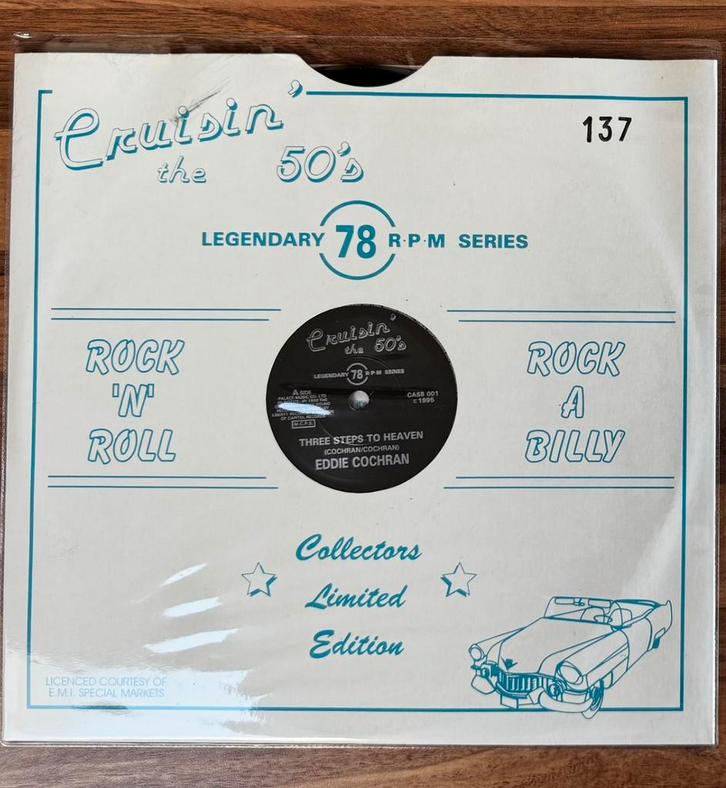 Eddie Cochran op 78 Toeren Three streps to Heaven, Cd's en Dvd's, Vinyl | Rock, Gebruikt, 10 inch, Ophalen of Verzenden