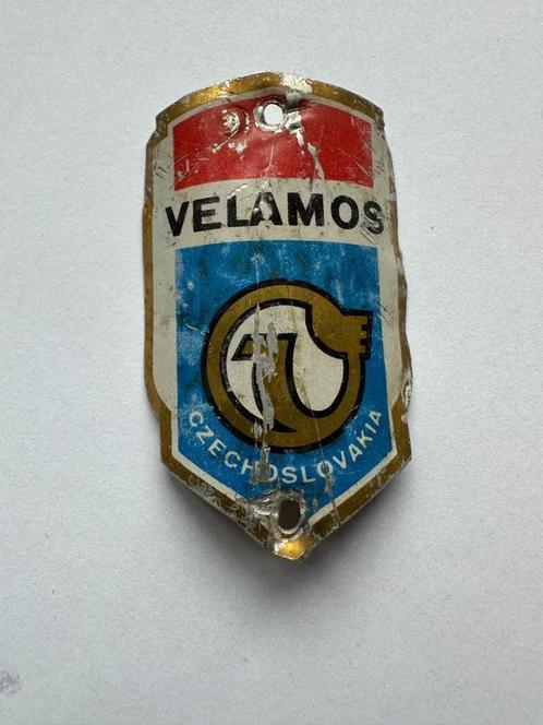 Oud balhoofdplaatje Velamos. Balhoofd plaatje., Verzamelen, Merken en Reclamevoorwerpen, Gebruikt, Gebruiksvoorwerp, Ophalen of Verzenden