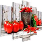 Keuken Tomaten Pepers 5 Luik Schilderij 100x50cm Nieuw, Ophalen of Verzenden