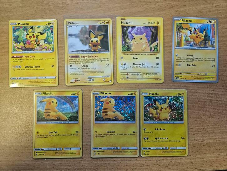 Set van 7 pikachu pokemonkaarten, Hobby en Vrije tijd, Verzamelkaartspellen | Pokémon, Gebruikt, Meerdere kaarten, Ophalen of Verzenden