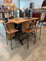 Houten bartafel met 4 barstoelen, Ophalen of Verzenden, Zo goed als nieuw, Inclusief barstoelen
