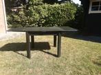 Uitschuifbare zwarte houten eettafel, Huis en Inrichting, Tafels | Eettafels, Ophalen, Gebruikt, Rechthoekig, 50 tot 100 cm