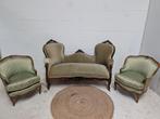 Antiek franse 3 pers bank Set - Bank en Fauteuils, Ophalen of Verzenden, Gebruikt, Hout, Antiek