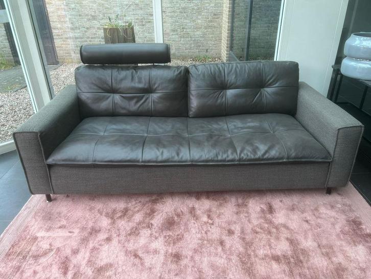 Lederen bank Flint met hocker van Xooon €699,-!, Huis en Inrichting, Banken | Bankstellen, Hoekbank, Driepersoons, 200 tot 250 cm