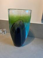 Veel kleurige geblazen glazen vaas, Minder dan 50 cm, Groen, Glas, Ophalen of Verzenden