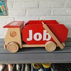 Houten vrachtwagen met blokken en naam Job, Kinderen en Baby's, Speelgoed | Houten speelgoed, Ophalen, Zo goed als nieuw