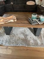 Industriële Robuuste eiken salontafel 140x70cm, Huis en Inrichting, Tafels | Salontafels, Ophalen, 100 tot 150 cm, Eikenhout, 50 tot 100 cm