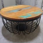 Houten koffietafel industrieel, Huis en Inrichting, Tafels | Salontafels, Ophalen, 50 tot 100 cm, Rond, 50 tot 100 cm