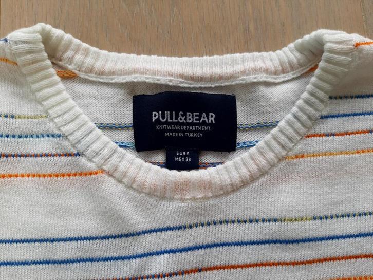 Pull & Bear witte trui met strepen maat S, Kleding | Heren, Truien en Vesten, Zo goed als nieuw, Maat 46 (S) of kleiner, Wit, Ophalen of Verzenden