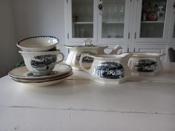 Theeservies Zwart-Wit Landelijk Society Ceramic Maestricht beschikbaar voor biedingen