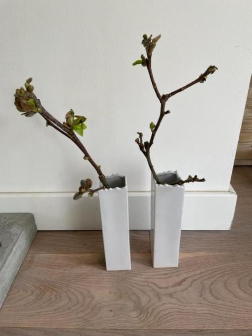 2 x hoge langwerpige vaas. Wit geglazuurd keramiek., Huis en Inrichting, Woonaccessoires | Vazen, Zo goed als nieuw, Wit, Minder dan 50 cm