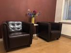 Set van 2 Lederen Fauteuils, Huis en Inrichting, Fauteuils, Ophalen, Gebruikt, 50 tot 75 cm, Leer