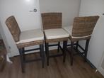 Als nieuw: Barkrukken riet, 3 stuks. Provence Leenbakker., Ophalen, 60 tot 90 cm, Zo goed als nieuw, Riet