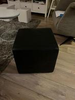Hocker/poef van leer, Ophalen, Gebruikt, Vierkant, Leer