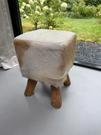 Krukje met geitenhuid, Huis en Inrichting, Krukjes, Ophalen, Gebruikt, Hout