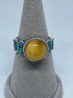 Prachtige zilveren ring met Amber maat 20, Sieraden, Tassen en Uiterlijk, Ringen, Nieuw, 20 of groter, Met edelsteen, Ophalen of Verzenden