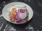 Vintage Theekop met Schotel, Handgeschilderd, Ophalen of Verzenden