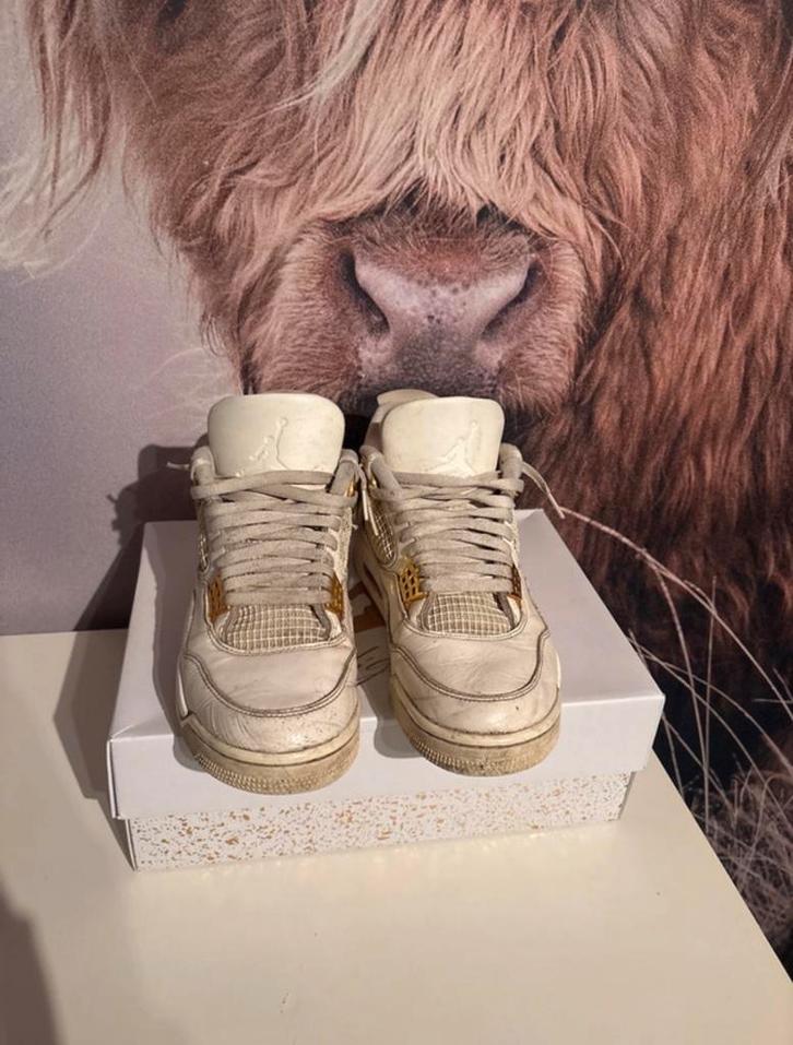Jordan 4 Retro Metallic Gold - Maat 43, Kleding | Heren, Schoenen, Gedragen, Sneakers of Gympen, Wit, Verzenden