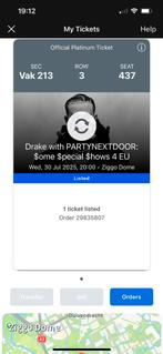 DRAKE with partybextdoor 30 juli Ziggo Dome, Eén persoon