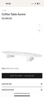 Eichholtz Coffee Table Aurore - Wit Faux Marmer, Ophalen, Overige materialen, 100 tot 150 cm, Zo goed als nieuw