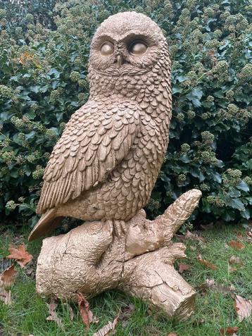 uil brons goud beeld tuin vijver bos bosdieren beschikbaar voor biedingen