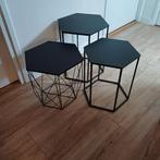Zwarte 6 hoekige salontafelset (HEXAGON), Huis en Inrichting, Ophalen, Rechthoekig, Minder dan 50 cm