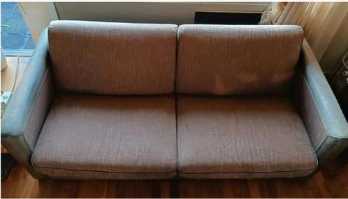 Tweezits Bank van Leer en Stof, Huis en Inrichting, Banken | Bankstellen, Gebruikt, Tweepersoons, 150 tot 200 cm, 75 tot 100 cm
