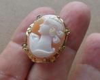 9 karaat gouden broche met camee [959], Sieraden, Tassen en Uiterlijk, Antieke sieraden, Verzenden, Goud, Broche, Met edelsteen