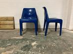 2 blauwe vintage plastic design stoelen /space age, Kunststof, Ophalen