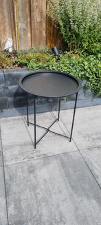 Zwart metalen bijzettafel, Huis en Inrichting, Tafels | Bijzettafels, Minder dan 55 cm, Metaal of Aluminium, Rond, Zo goed als nieuw