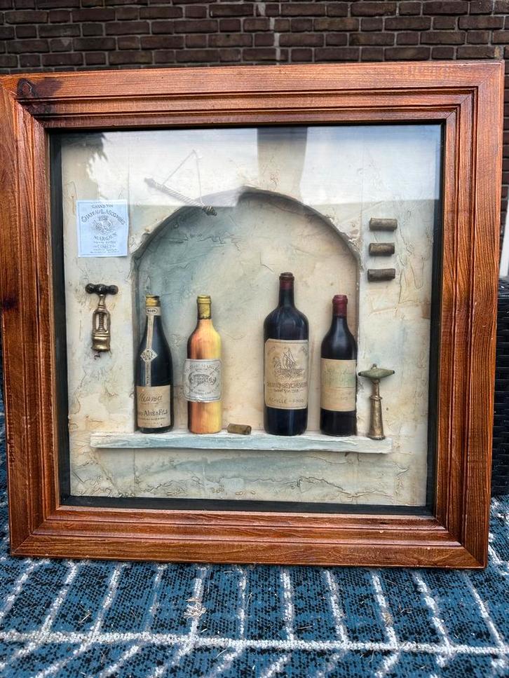 3D Wijn Kunstwerk - Woondecoratie Antiek Stijl Frame lijst, Antiek en Kunst, Antiek | Woonaccessoires, Verzenden