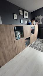Ikea BESTA wandkast 300x41x129cm zwart/eiken, Ophalen, 50 tot 150 cm, Zo goed als nieuw, 10 m² of meer