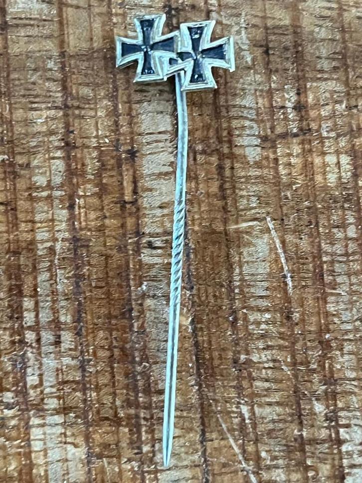Originele stickpin Dubbele Iron cross stickpin wo1/ww1, Verzamelen, Militaria | Tweede Wereldoorlog, Landmacht, Lintje, Medaille of Wings
