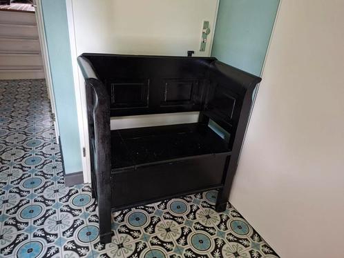 Zwart Houten Halbankje met Opbergruimte, Huis en Inrichting, Stoelen, Gebruikt, Eén, Hout, Zwart, Ophalen